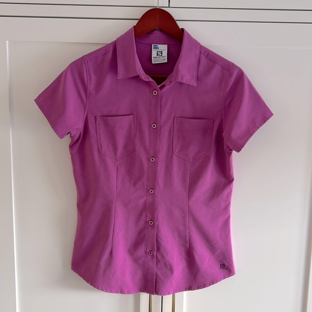 Salomon Advance Skin Active Dry Button Down Outdoor Blouse Pink/Fushia Size M